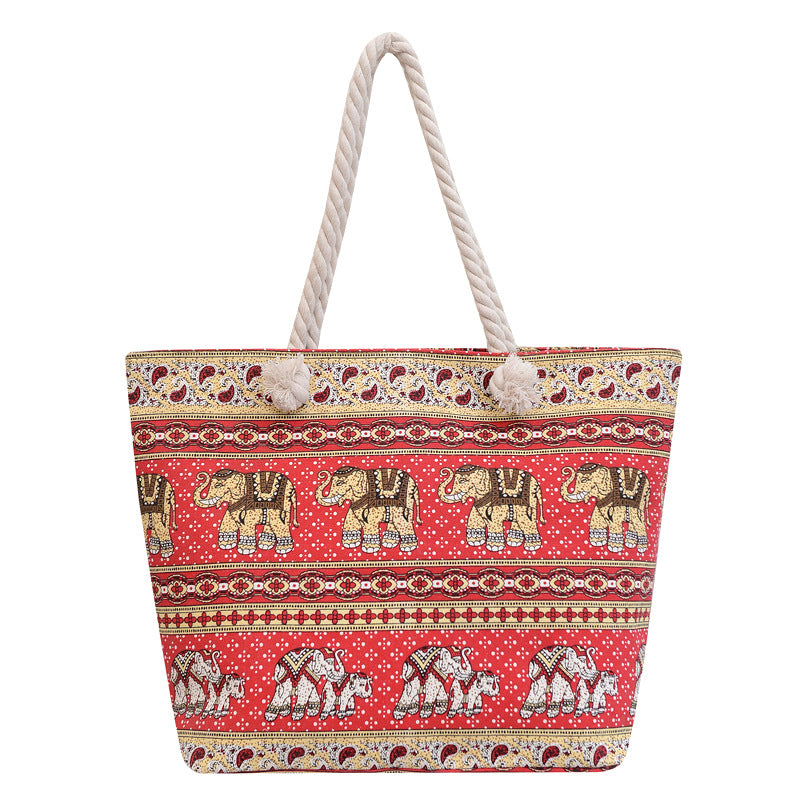 canvas tote bag – ethnic large beach & everyday shoulder bag