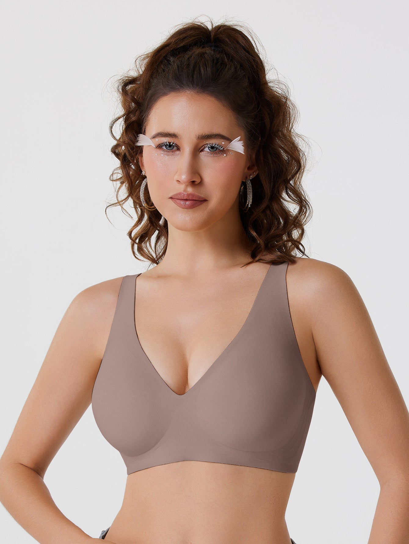seamless deep v wire-free bra – comfortable push up support bra for women