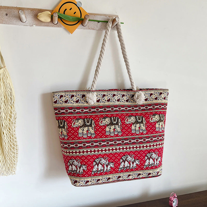 canvas tote bag – ethnic large beach & everyday shoulder bag